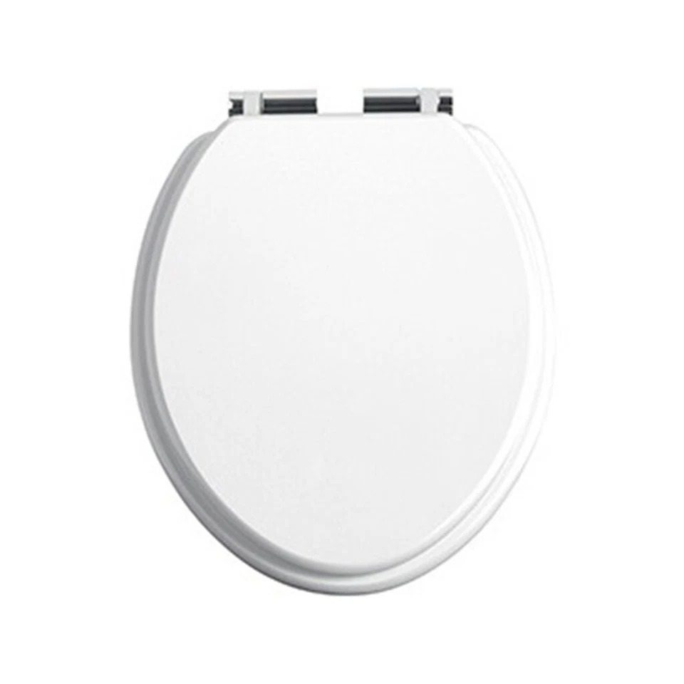 Heritage White Gloss Toilet Seat with Soft Close Chrome Hinges