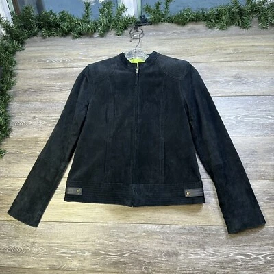 Leather Jacket Size Medium Black By Ruff Hewn Women’s Motorcycle Jacket Biker - Image 1 of 4