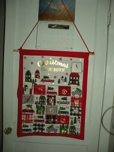 NWT STOREHOUSE HOLIDAY FABRIC HOLIDAY CALENDAR CARS HOUSES TREES SNOWMEN PLAID - Picture 1 of 5