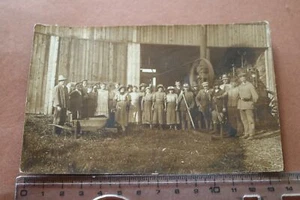 Great old photo - agricultural workers and soldiers with steam threshing engine 1914-18? - Picture 1 of 7