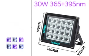 30W 365nm+395nm dual wavelength LED UV curing lamp AC110V-220V AU - Picture 1 of 5