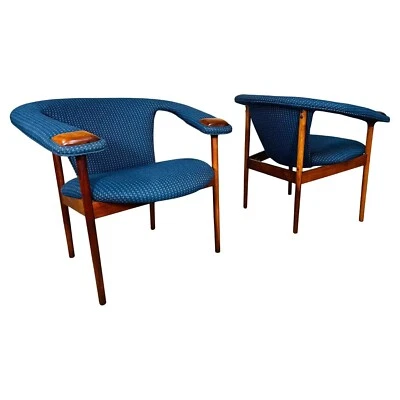 Sillones Mid-Century Adrian Pearsall azul nogal años 60 Foto 1 de 4