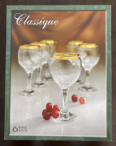 SET 6 bicchieri da vino vintage Pasabahce turchi bordati oro - nuovi in scatola - Foto 1 di 8