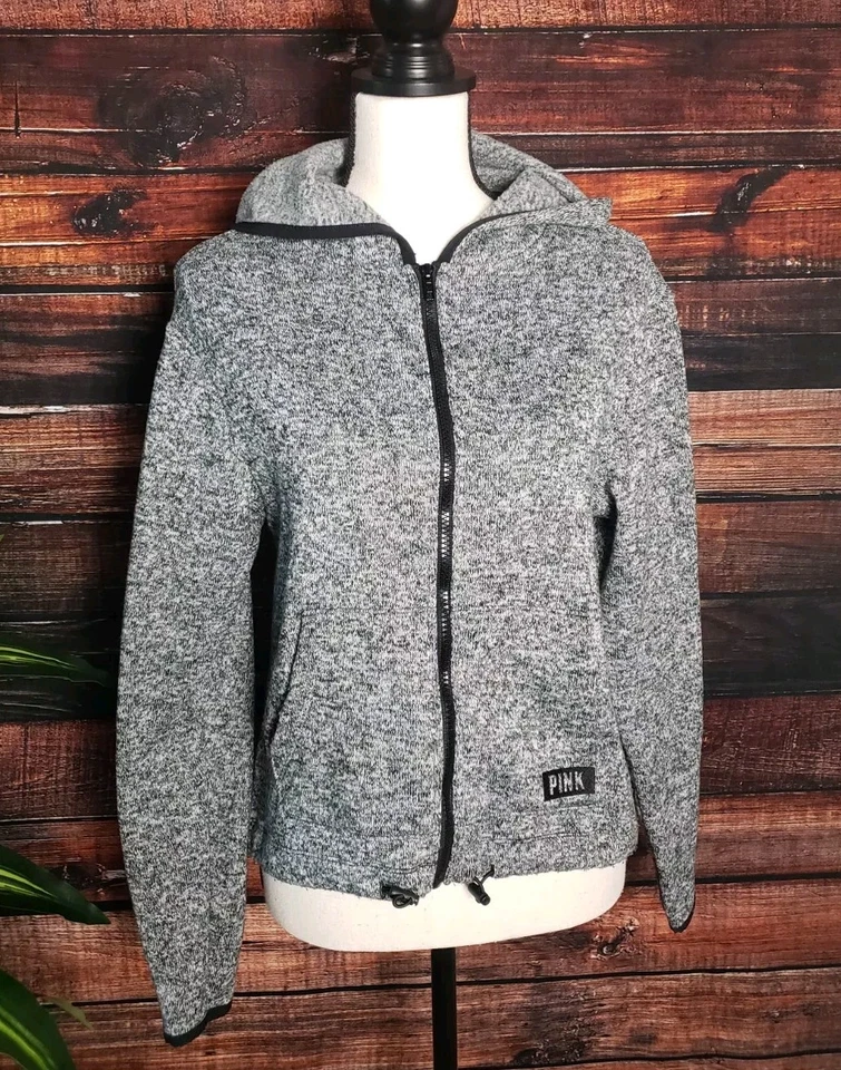 Sudadera con Capucha Victorias Secret Talla XS Sudadera con Capucha ROSA Cremallera Completa Suéter Gris Foto 1 de 4