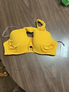 Shade & Shore Women's 34B Bikini Top Yellow Strappy Ring Detail New - Picture 1 of 2