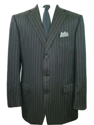 Chaqueta Blazer Abrigo Deportivo Reciente Ermenegildo Zegna Lana Marrón Rayas 46 L Usado en Excelente Condición Foto 1 de 4