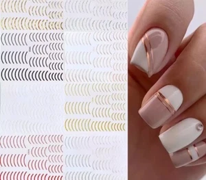French Tip Nails Red Self-adhesive Curve Stripe Line 3D Stickers - Picture 1 of 2