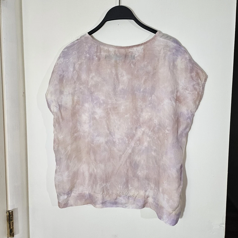 Blusa para mujer Raquel Allegra de seda tie dye rosa púrpura sin mangas talla S usada en excelente estado Foto 1 de 1
