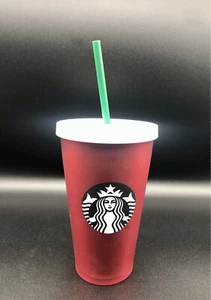 Starbucks 2018 Holiday X'Mas 16oz Red Cold Cup Tumbler White lid w/ Green Straw - Picture 1 of 6