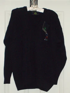 BLARNEY CASTLE KNITWEAR Navy Blue V-NECK PULLOVER SWEATER Size Large NWT Golfer - Picture 1 of 6