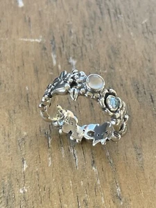 Original Pandora Ring Nature's Serenity Sterling Blautopas Mondstein Größe 6,75 - Bild 1 von 18