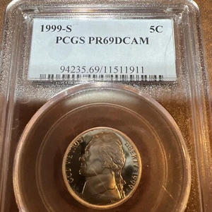 1999 S Proof Jefferson Nickel - PCGS PR 69 DCAM Deep Cameo - Picture 1 of 2