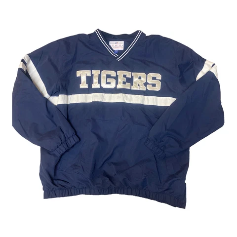 Vintage Detroit Tigers Lined Pullover Windbreaker Jacket Mens Size XXL Zip Side Cover