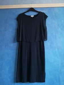 Jigsaw Navy Lyocell Silk Overlay Sleeveless Bodycon Pencil Dress Size M - Picture 1 of 11
