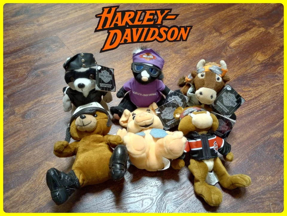 Lote de 6 bolsas de frijoles vintage Harley Davidson motociclista 1998-1999 Foto 1 de 4