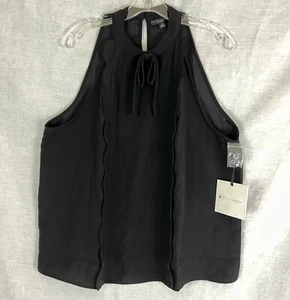Victoria Beckham Target Womens Black Sleeveless Blouse 1X Bow Scallops New w Tag - Picture 1 of 6