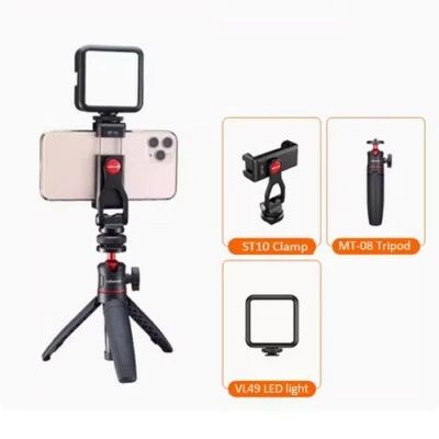 Dual Cold Shoe Phone Clamp Clip Holder Tripod Camera DSLR LED Light Microphone - Image 1 of 4