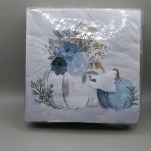 Servilleta de papel Acción de Gracias Otoño Servilletas de bebidas Calabazas azules y blancas 40 ct - Imagen 1 de 2