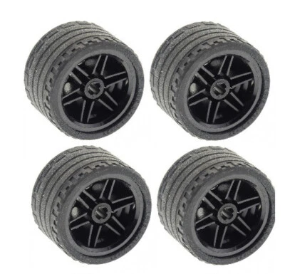 ☀️NEW Lego 4x Technic Wheels 37x22 ZR Tires Black Wheels 56145 55978 lot - Image 1 of 2
