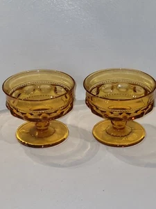Vintage 1970’s pair of  Indiana Kings Crown Thumbprint Amber Glasses - Picture 1 of 5