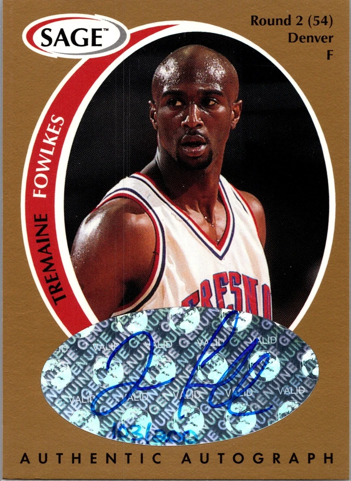 1998 SAGE #A14 Tremaine Fowlkes Autographs Gold #/200 - Image 1 of 2