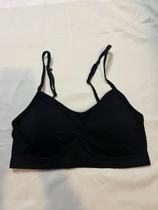 Black Stretch Bra Pleated Padded Wireless Bra Sz M - Picture 1 of 4