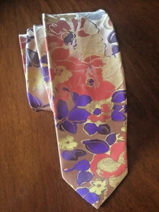 R. Lewis Blue & Multicolor Floral Geometric Pattern Men's Tie. - Picture 1 of 3
