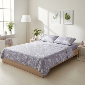 Completo letto matrimoniale cotone fiori azzurro azzurro - Imagen 1 de 5