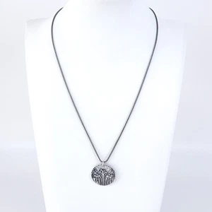 Vintage Israel Didae Sterling Silver 925 Floral Disc Pendant Necklace 18” - Picture 1 of 6
