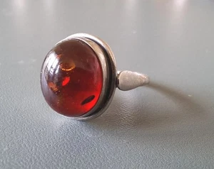 Designer Klassischer Bernstein Ring mit Inklusen Silber 925 Vintage Signiert  - Bild 1 von 13