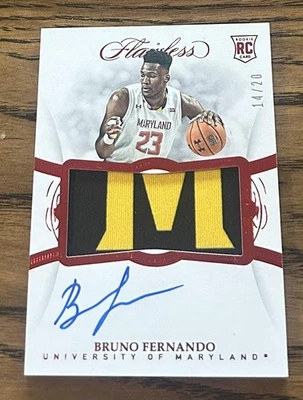 2019 Panini Flawless Collegiate #116 Bruno Fernando Rookie Patch Auto Ruby #/20 - Image 1 of 2