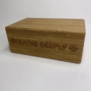 Lululemon Yoga Block Bamboo Breathe Deeply Engraved Meditation Prop Studio Gym - Picture 1 of 9