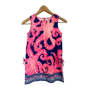 Lilly Pulitzer Mini Donna Dress Tunic Top Ikat Blue Mocean Girls' Size L 8-10 - Picture 1 of 10