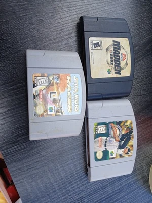 Nintendo 64 N64 Game Lot - Star Wars Racer, Ken Griffey Jr, Madden 2002 Tested - Image 1 of 2