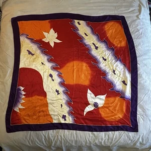 Seidentuch quadratisch groß rot rot orange lila 40” x 40” bunt Luxus lebendig - Bild 1 von 18