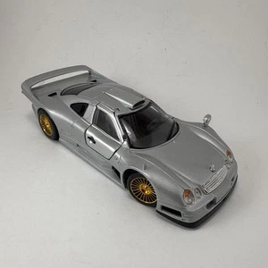 Maisto Mercedes CLK GTR 1/26 Scale Diecast Car Silver with Gold Wheels - Picture 1 of 23