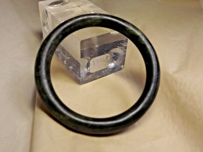 Vintage  Chinese Spinach  Dark Green Jade Bangle Bracelet 3"W 2 1/4" Inside - Image 1 of 4