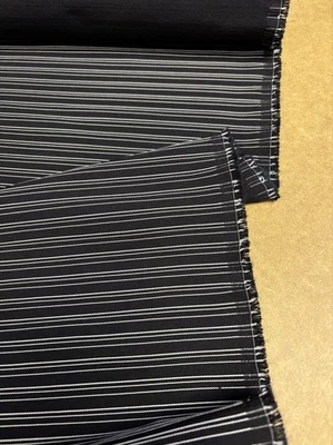 6.8 Metres Black & Silver Stripe Polyviscose Winter Fashion Deadstock Fabric. - Image 1 of 4