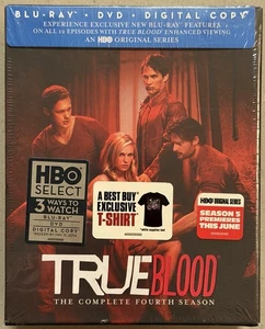 New True Blood: The Complete Fourth Season (Blu-ray Disc, 2012) With T-Shirt - Picture 1 of 2