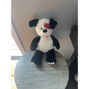 BUILD A BEAR schwarz weiß Welpe Hund rotes Herz Augenklappe, rote Herzen - Bild 1 von 4