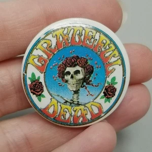 Vintage 1982 Grateful Dead Rose Skeleton Lapel Pin Button Brooch - Picture 1 of 7