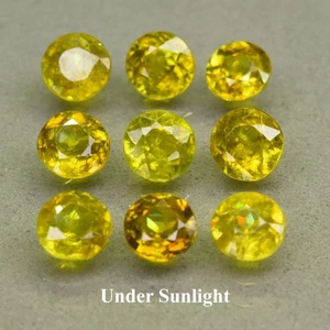 💎 Lotto 4,14 ct 9 pezzi tondo naturale giallastro verde sfene - incredibile lucentezza, gemme - Foto 1 di 9