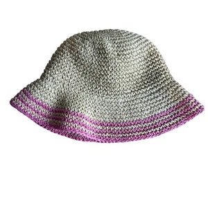 Gap Kids Straw Bucket Hat Pink Stripe L/XL - Picture 1 of 6