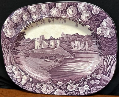 England~Enoch Woods and Sons Castles  12.5" x 10" Purple Plum PLATTER/no flaws - Image 1 of 4