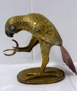 Benin Fon Figur Kultur Hevioso Stab Papagei hält Mutter Messing/Bronze/Kupfer? - Bild 1 von 16