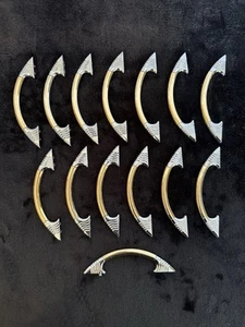 VTG Cabinet Drawer Pulls 14 Silver Gold Tones Brass (?). MCM Read Description - Picture 1 of 7