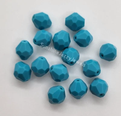 12pc Swarovski Crystal Turquoise 8mm Round Bicone 5304 Beads; Vintage!! - Image 1 of 3