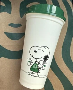 Starbucks Japan PEANUTS Snoopy 2025 JOE KIND Reusable Cup White 473ml Limited - Picture 1 of 3