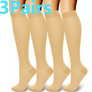 3 Pairs Compression Socks 20-30 mmHG Running Medical Foot Pain Relief USA Ship - Picture 1 of 18