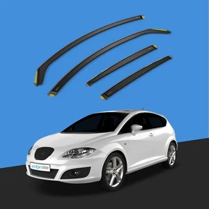 SEAT Leon MK2 1P 2006-2012 5 Door Hatchback Wind Deflectors 4pc Tinted - Picture 1 of 10